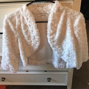 White faux fur short coat